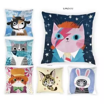 Современное украшение для дома, простой художественный подарок, милая декоративная подушка с изображением кота, скандинавская офисная наволочка, диван 40x40cm