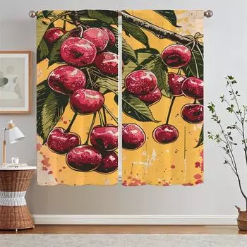Современное украшение дома. Оконная занавеска «Вишня созрела». Затемняющие шторы для гостиной. Тюль «Щупальца» на кухне. W50xH70cmx2pcs-CL