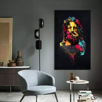 Современное уличное граффити, настенная живопись, статуя Зевса, художественные холсты, постеры и принты, скульптуры, картины для украшения гостиной 21x30 No Frame