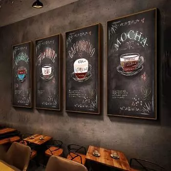 Современное винтажное ретро кофейное меню, десертное настенное искусство, холст, живопись, постеры, изображение для бара, кафе, комнаты, домашний декор 21x30cm No frame