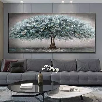 Современное зеленое украшение в виде дерева удачи, картина Lucury, холст, плакат, печать, настенная художественная картина для гостиной, домашний декор (Без рамки) 20x40cm no frame