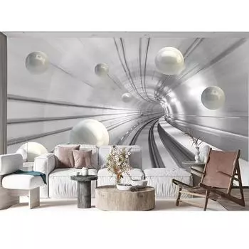 Современные 3D-обои для расширения пространства Креативные белые жемчужные геометрические фрески для спальни, гостиной, фоновые настенные обои 200 cm(W) x 140 cm(H)