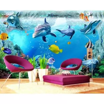 Современные 3d обои Подводный мир 3d настенная живопись Детская комната Гостиная Спальня Обои 200 cm(W) x 140 cm(H)