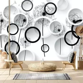 Современные 3d обои Съемный черный, белый цвет одуванчик крутая фреска домашний декор обои для гостиной спальни 200 cm(W) x 140 cm(H)