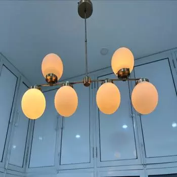 Современные 6-ламповые светильники для гостиной в стиле середины века, для вестибюля и обеденного стола, домашний декор, матовые стеклянные шарообразные линейные люстры