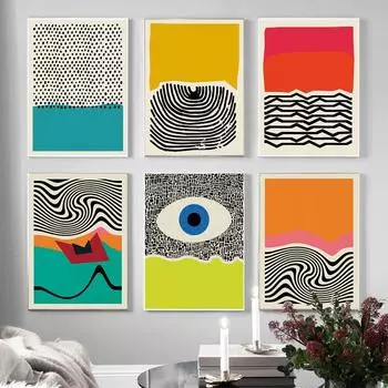 Современные абстрактные цветные блоки, линии, постер, холст, картина середины века, настенная живопись, печать, интерьер гостиной, украшение дома 21cm30cm NoFrame