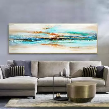 Современные абстрактные художественные постеры и принты на холсте, настенное искусство, синяя абстрактная картина на стене, декоративная картина Куадрос без рамки 20*40cm