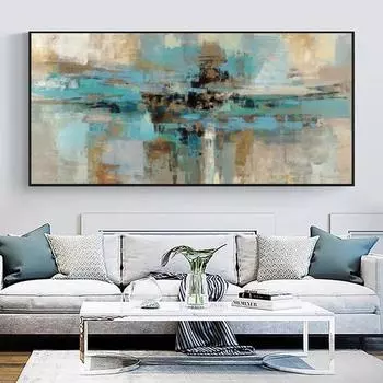 Современные абстрактные картины маслом на холсте, настенные подвесные картины для гостиной, постеры и принты, скандинавский декор Куадрос 20x40cm Unframed