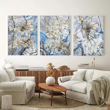 Современные абстрактные картины с синими лилиями, настенное искусство, красочные цветы, холст, декоративная картина, постер, гостиная, спальня, домашний декор, произведение искусства 20x30cm