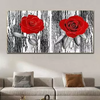 Современные абстрактные красные розы, картина маслом на холсте, скандинавские постеры и принты, настенные художественные фотографии, домашний декор для гостиной, без рамки 20cm40cm NoFrame