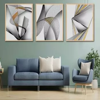 Современные абстрактные линии геометрические ленточки холст картины настенные художественные принты постеры для декора гостиной без рамки 30x45cm No Frame
