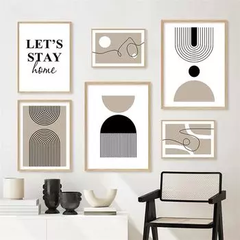 Современные абстрактные линии геометрический минимализм черный серый плакаты печать холст картины настенные художественные картины для гостиной домашний декор 21X30cm No Frame