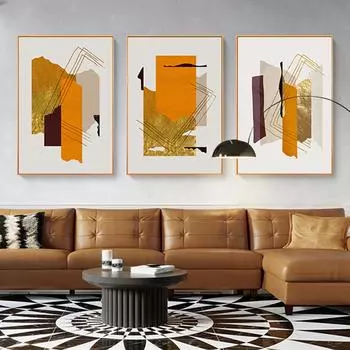 Современные абстрактные матовые золотые геометрические постеры, холст, картины, настенные художественные принты, фотографии, гостиная, коридор, интерьер, домашний декор 21x30cm No Framed
