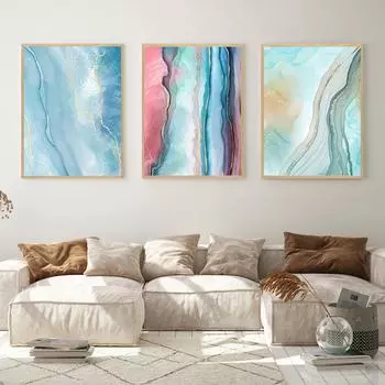 Современные абстрактные синие мраморные настенные художественные принты, картина, Золотая фольга, холст, живопись для гостиной, спальни, постеры, принты, домашний декор 21cm30cm NoFrame