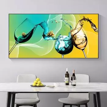 Современные абстрактные золотые бокалы для вина, лодка, бабочка, холст, живопись, постеры и принты, настенное искусство, гостиная, домашний декор, без рамки 20*40cm