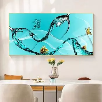 Современные абстрактные золотые бокалы для вина, лодка, бабочка, холст, живопись, постеры и принты, настенное искусство, гостиная, домашний декор, без рамки 20cm40cm NoFrame