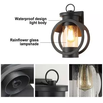Современные американские водонепроницаемые светильники, уличные настенные светильники, простые стильные бра, классическое наружное освещение для крыльца, балкона, улицы E27 E27-Warm light чёрный