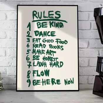 Современные эстетические ретро правила темно-зеленые цитаты общежития настенное искусство холст картины постеры для гостиной домашний декор 21x30cm No Framed