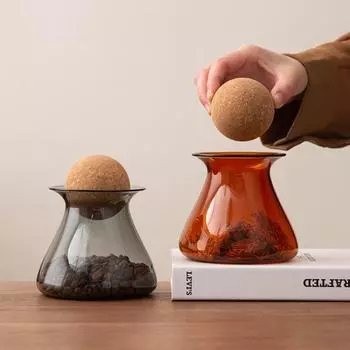 Современные банки для чая, банки для хранения из боросиликатного стекла, банки для кофейных зерен, банки для хранения пробковых шариков, герметичный органайзер для чая синий