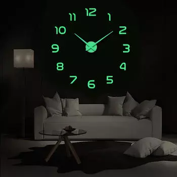Современные бесшумные настенные часы с функцией свечения в темноте B