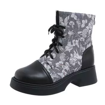 Современные ботинки на квадратном каблуке разных цветов, весна/осень, круглый носок, горячая распродажа, женская обувь, лаконичные женские ботинки на среднем каблуке с застежкой-молнией 35