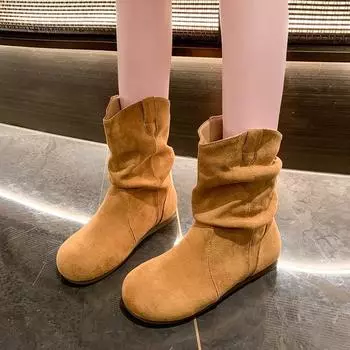 Современные ботинки на квадратном каблуке, весна/осень, женская обувь без застежек, распродажа, новые, с круглым носком, с низким каблуком, сшитые лаконичные ботинки 35