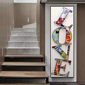 Современные буквы любовь граффити искусство холст картины плакаты и принты настенные художественные картины для гостиной украшения дома Cuadros 30x90cm Unframed