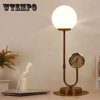 Современные часы, настольная лампа, прикроватная лампа для спальни, яркая настольная лампа для чтения, простая декоративная лампа, креативная настольная лампа в европейском стиле 12*46cm