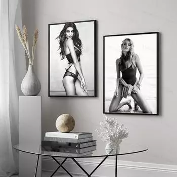 Современные черно-белые обложки журналов, постеры и принты для красивых девушек, картины на холсте, скандинавское настенное искусство для офиса, домашнего декора 21x30cm No Framed
