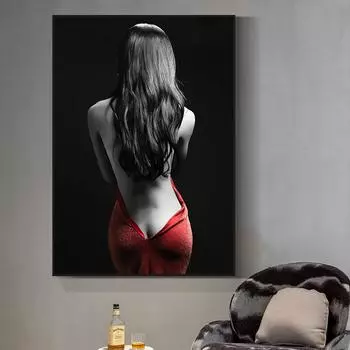 Современные черно-белые сексуальные курящие женщины с красной шляпой для губ, холст, картина, настенные художественные картины для гостиной, домашний декор Cuadros 21cm30cm NoFrame