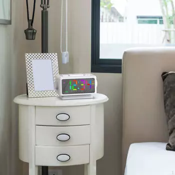 Современные цифровые часы с настраиваемым звуком и светодиодным экраном White