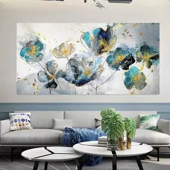 Современные цветы, Картина на холсте с изображением цветка в саду с пыльцой, Цветочная настенная картина, идеальный подарок для спальни, гостиной, коридора, настенное искусство, настенный декор 20x40cm