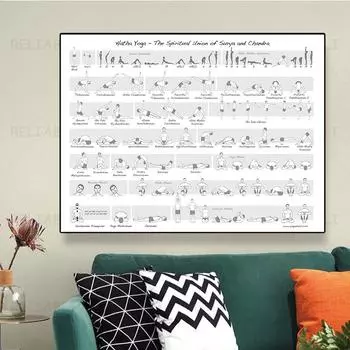 Современные домашние упражнения в тренажерном зале, йога, аштанга, диаграмма, поза, плакат о здоровье, настенная живопись на холсте, картины для декора гостиной, Куадрос 21cm30cm NoFrame