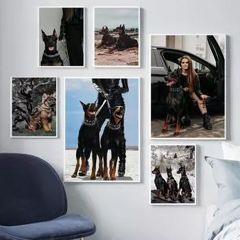 Современные изображения полицейских собак, звезды моды и декоративно-прикладное искусство плакатов с собаками. 21cm30cm NoFrame