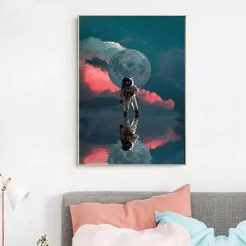 Современные картины астронавта, холст, картины с изображением космонавта, настенные художественные постеры для выхода в открытый космос для девочек и мальчиков, декор для детской комнаты, Cuadros 21cm30cm NoFrame
