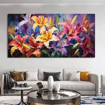 Современные картины крупным планом с изображением лилий в саду, холст, абстрактные цветочные постеры и принты, цветочное настенное искусство для гостиной 20x40cm No Framed