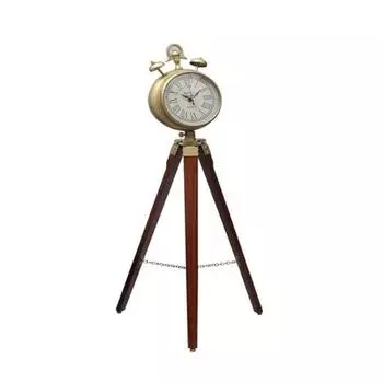 Современные коричневые полированные деревянные аналоговые настольные напольные часы с алюминиевой латунной отделкой на штативе, часы на штативе для дома и офиса