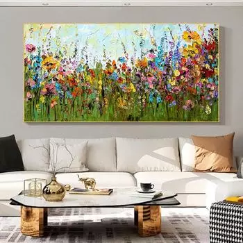 Современные красочные цветочные цветы, масло, холст, живопись, скандинавские постеры и принты, настенные художественные фотографии, домашний декор для гостиной, без рамки 20*40cm