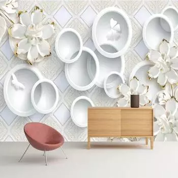 Современные креативные 3D тисненые круглые цветы фото обои для спальни гостиной ТВ фон украшения стены 200 cm(W) x 140 cm(H)