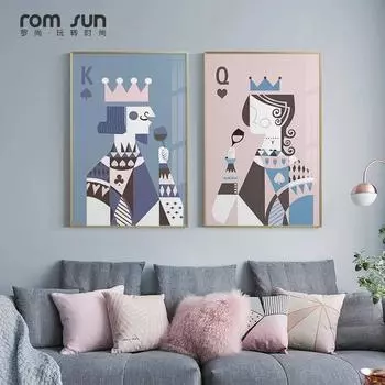 Современные креативные покерные карты King Card, холст, живопись, постеры и принты, игральные карты, художественные настенные панно для гостиной, спальни, прохода 21*30cm