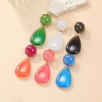 Современные круглые серьги-капли из смолы для женщин - простые аксессуары для вечеринок розовый