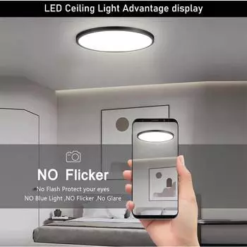 Современные круглые светодиодные потолочные светильники для комнаты, освещение 85-265 В для гостиной, спальни, кухни, ванной комнаты, потолочные светильники 25W&Cold White&25cm