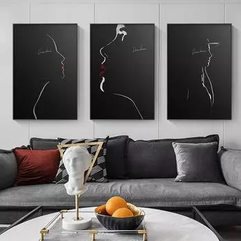 Современные линии искусства девушки холст картины для гостиной спальни постеры и принты абстрактные черные настенные художественные украшения фотографии 21cm30cm NoFrame