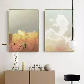 Современные любовные небесно-розовые холсты с картинами, постеры и принты в минималистском стиле, настенные художественные картины для гостиной, спальни, прохода, студии 21cm30cm No Frame