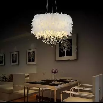 Современные люстры для гостиной, светодиодные люстры из перьевого хрусталя, внутреннее освещение кухни, украшение комнаты, потолочный подвесной светильник Dia 40cm&cold light 6500k розы красного
