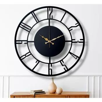 Современные металлические настенные часы для гостиной, спальни, офиса, кухни. Стильные аналоговые настенные часы для дома и холла. Дизайнерские, большого размера, современные. (50 см) (черный 50 x 50 cm