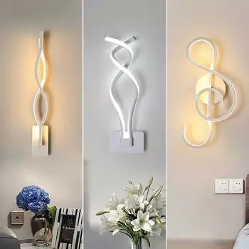 Современные минималистичные настенные светильники для гостиной, спальни, прикроватные тумбочки, AC90V-260V, светодиодные комнатные черно-белые лампы, освещение для прохода, украшение Cold light