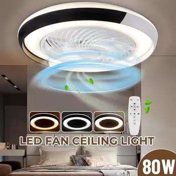 Современные минималистичные светодиодные потолочные светильники Потолочный акриловый светодиодный потолочный вентилятор 80 Вт со светом Пульт дистанционного управления Лампа-вентилятор Диммируемый свет вентилятора AC185-250V