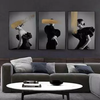 Современные модные женские настенные художественные картины, домашний декор, черно-белые элегантные женские холсты, постеры, фотографии для украшения спальни 21cm30cm NoFrame