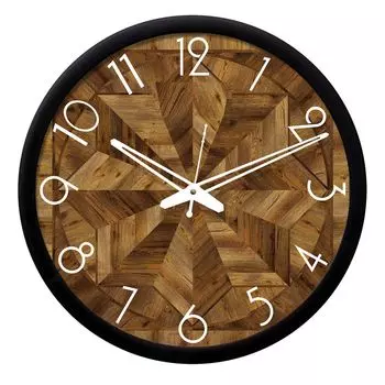 Современные настенные часы 12 дюймов из пластика и стекла - Дизайнерские (Бесшумное движение, черная рамка